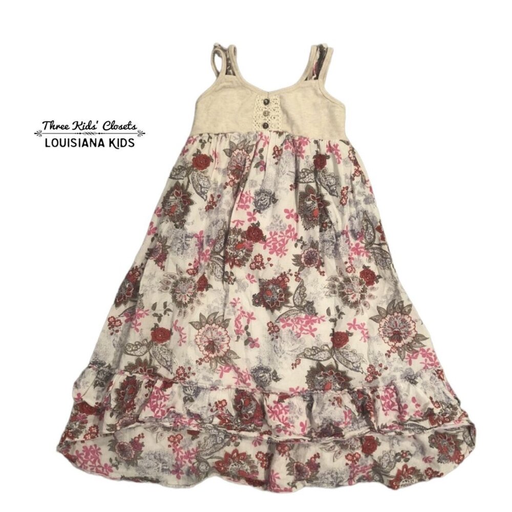 Free Planet Sz 4 Neutral Floral Print Tank Dress